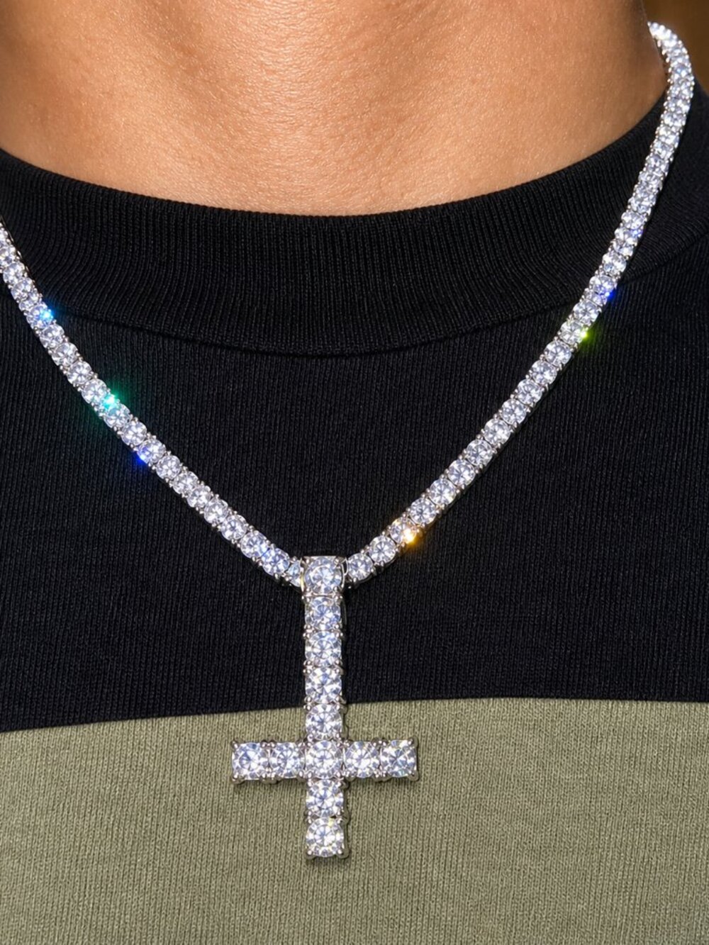 Upside Down Cross Necklace Opium Hip Hop Chain Inverted Cross Hip Hop